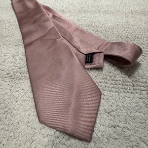 INDOCHINO Tie Pink Repp Minimal Solid 100% Silk Jacquard Preppy Minimalist
